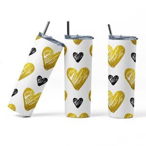 Black & Gold Hearts Design 20 oz. Tumbler